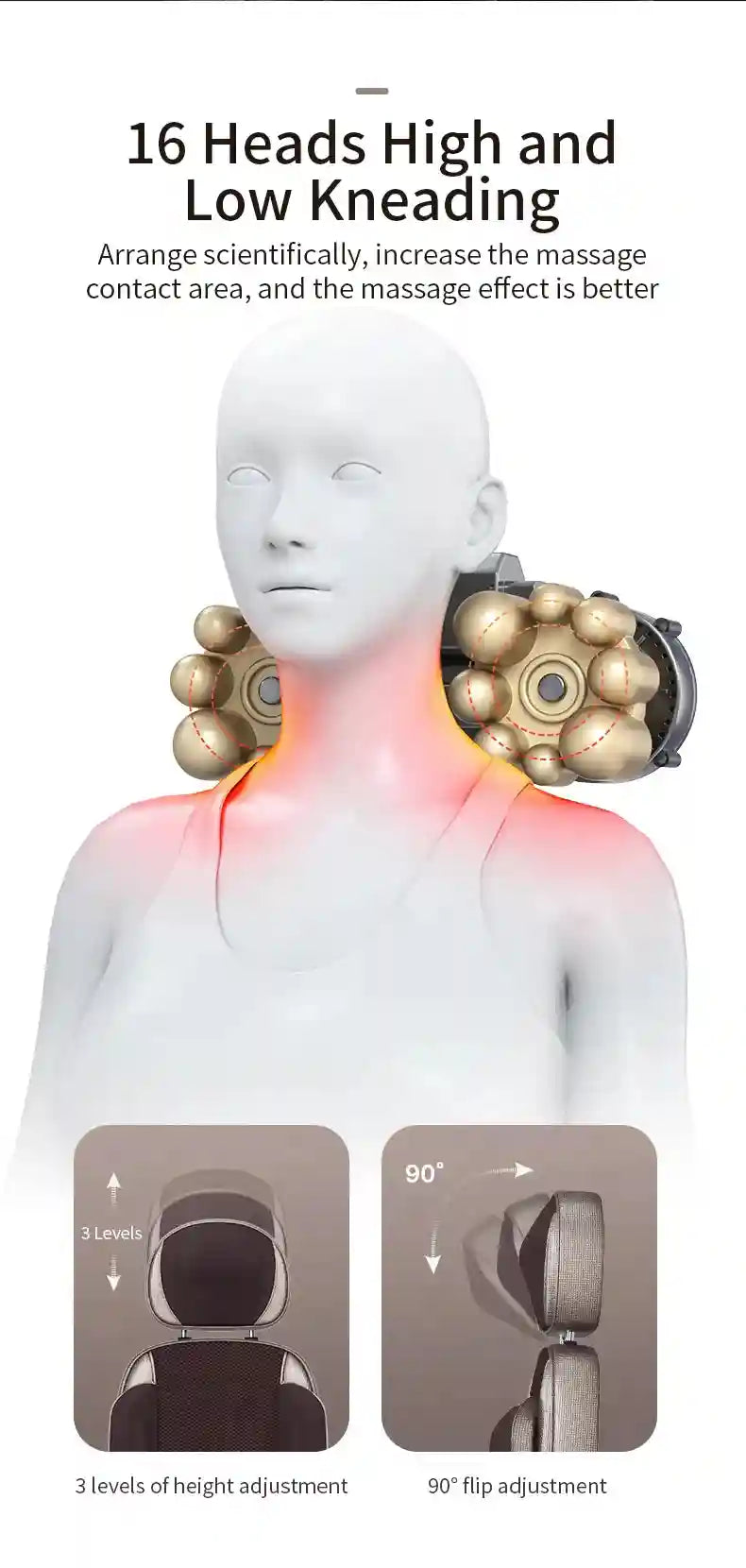 Electric Back Massager with Heat and Vibration - Gray Portable Device Massage Roller Tidesmit