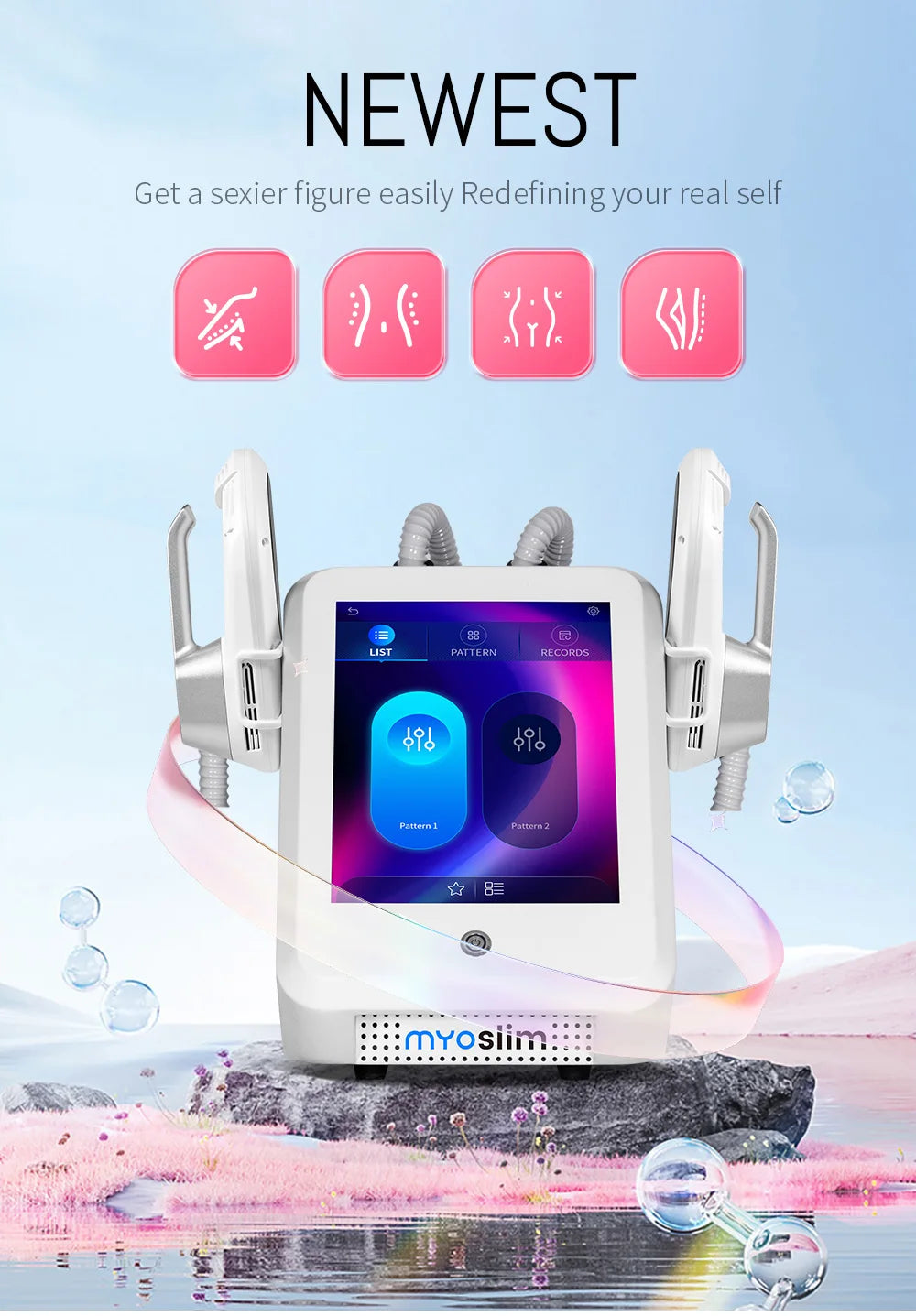 EMS Muscle Stimulator Machine for Body Sculpting with RF Tech - Tidesmit Back Massage Instrument Tidesmit