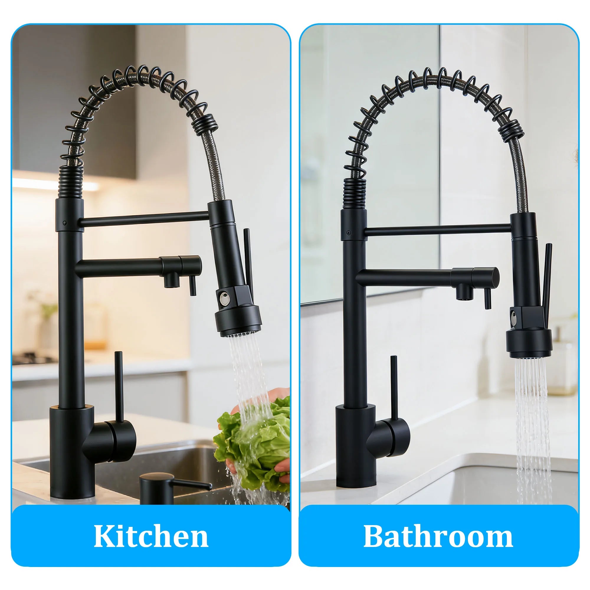Multi-Function Pull-out Kitchen Sink Faucet, Full Dual-Direction Rotatable Swivel Spout, Premium Kitchen Mixer Faucet with Stable Hot and Cold Water Mixing, Detachable Pull Down Spray Head Kitchen Tap for Household Kitchen Us