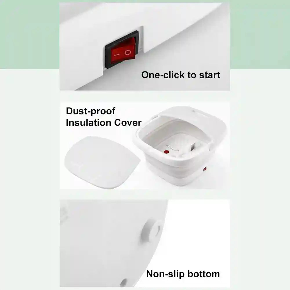 Portable Foot Massage Tub - Foldable Electric Basin with Heat Therapy Massage Roller Tidesmit
