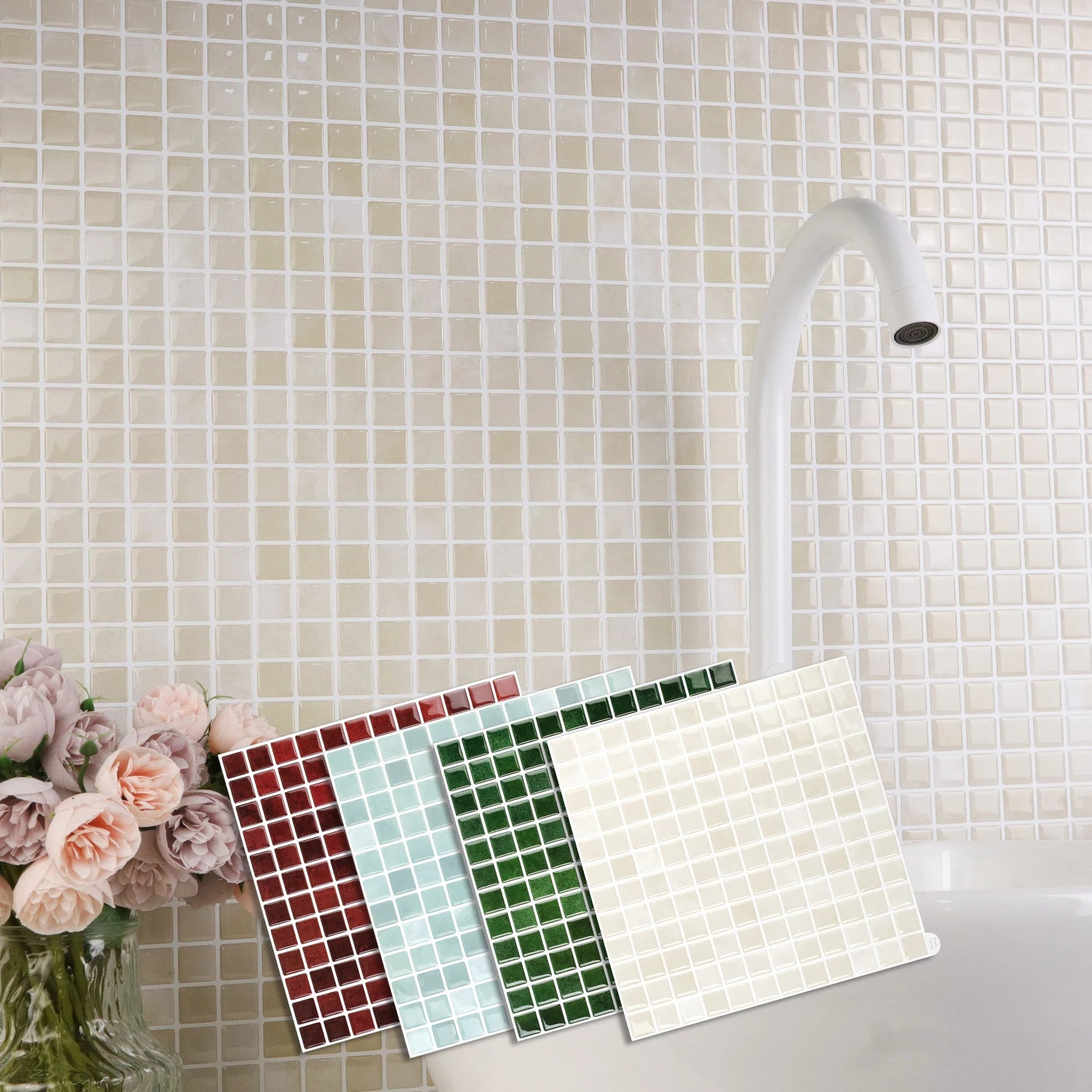 10 Sheets Brick Wall Stickers 3D Mosaic Patterned Vinyl Tiles Marble Textured Surface Wallpaper For Home Application