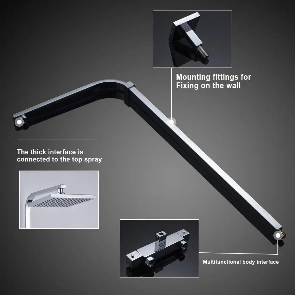 Shower column with thermostatic mixer tap, stainless steel square column, height 85-cm, geometric Minimalist style