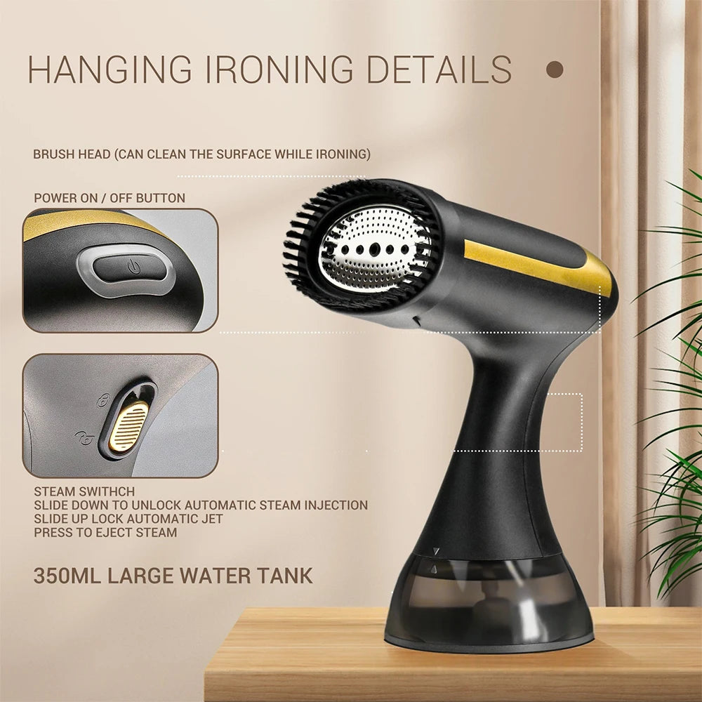Tidesmit portable mini handheld garment steamer showcasing detailed wet and dry ironing plate for travel clothes