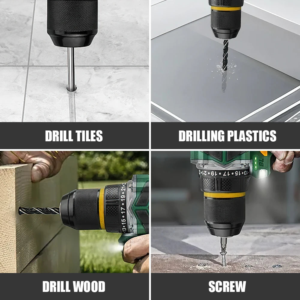 55N.M Torque Brushless Electric Impact Drill 10MM Metal Ratchet Chuck 23+1 Cordless Drill Electric Screwdriver DIY Power Tools