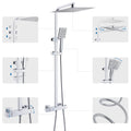 Auralum Thermostatic Shower Column, 38°C Thermostatic Mixer, Stainless Steel Shower System, Brass Faucet,12 inch, Chrome