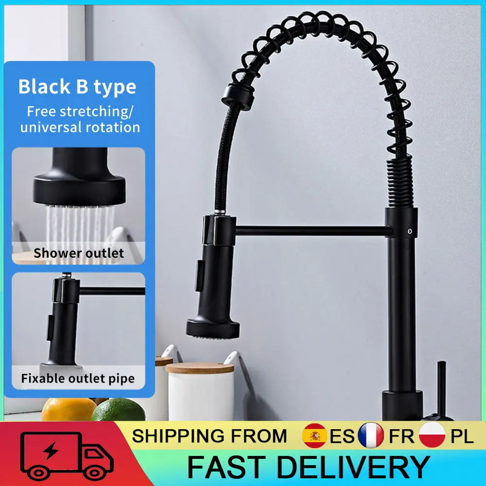 360° Rotation Pull Down Sprayer Faucet Hot & Cold Water Mixer Pull Out Kitchen Tap 2 Function Spray Modes Pull Out Kitchen Faucet For Kitchen Sink / Bathroom Basin