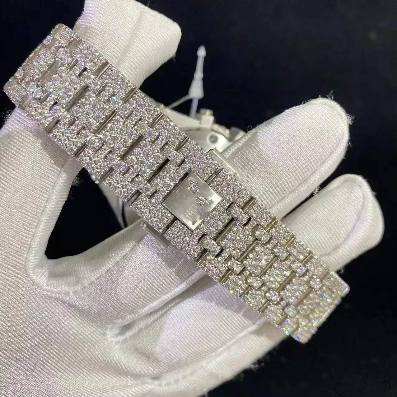 Exquisite Luxury Automatic Mechanical Stainless Steel Watch Premium Moissanite Diamonds Classic Analog Simple Iced Finish