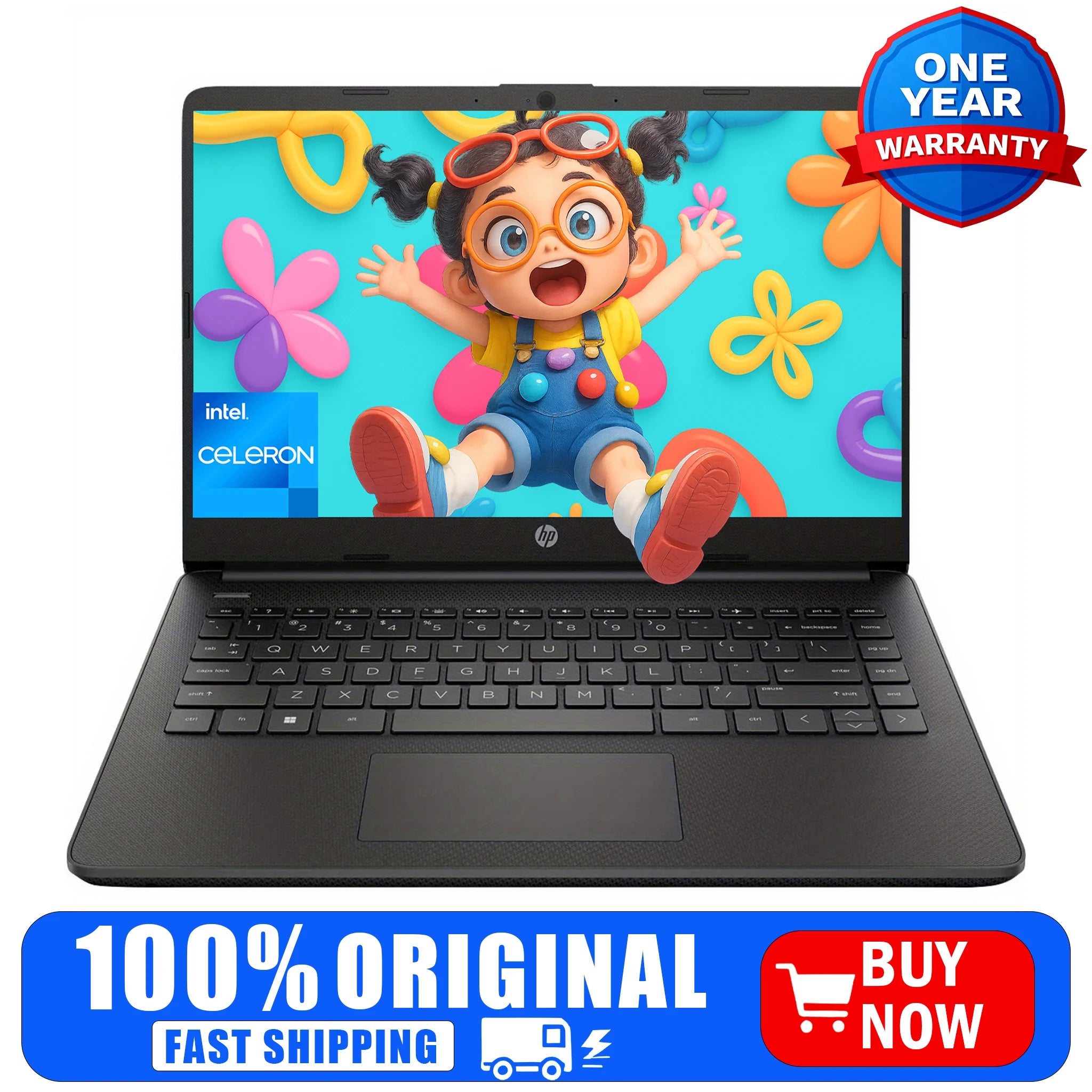 HP 14" Business Laptop,Intel Celeron N4120,4GB RAM,128GB eMMC,1 Year Office 365,Windows 11 Home, Black