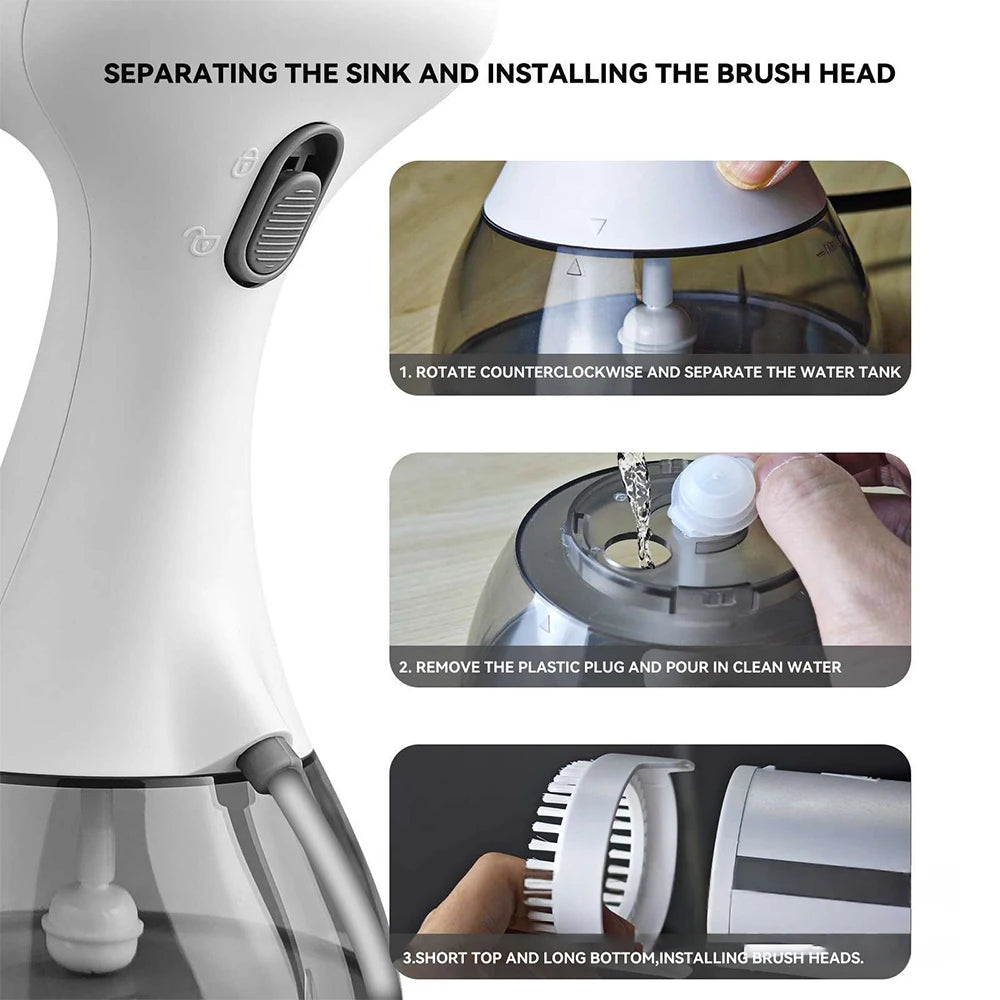 Tidesmit portable handheld travel garment steamer showing compact nozzle design for fast fabric wrinkle removal