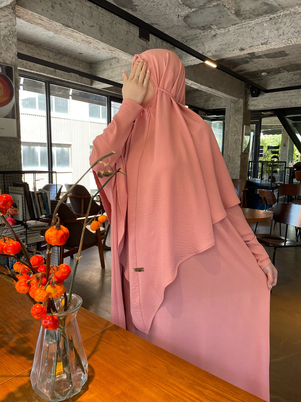 Crepe Khimar Set Boat Neck Two-Piece Abaya Hijab Muslim Maxi Dress hijab headsarf