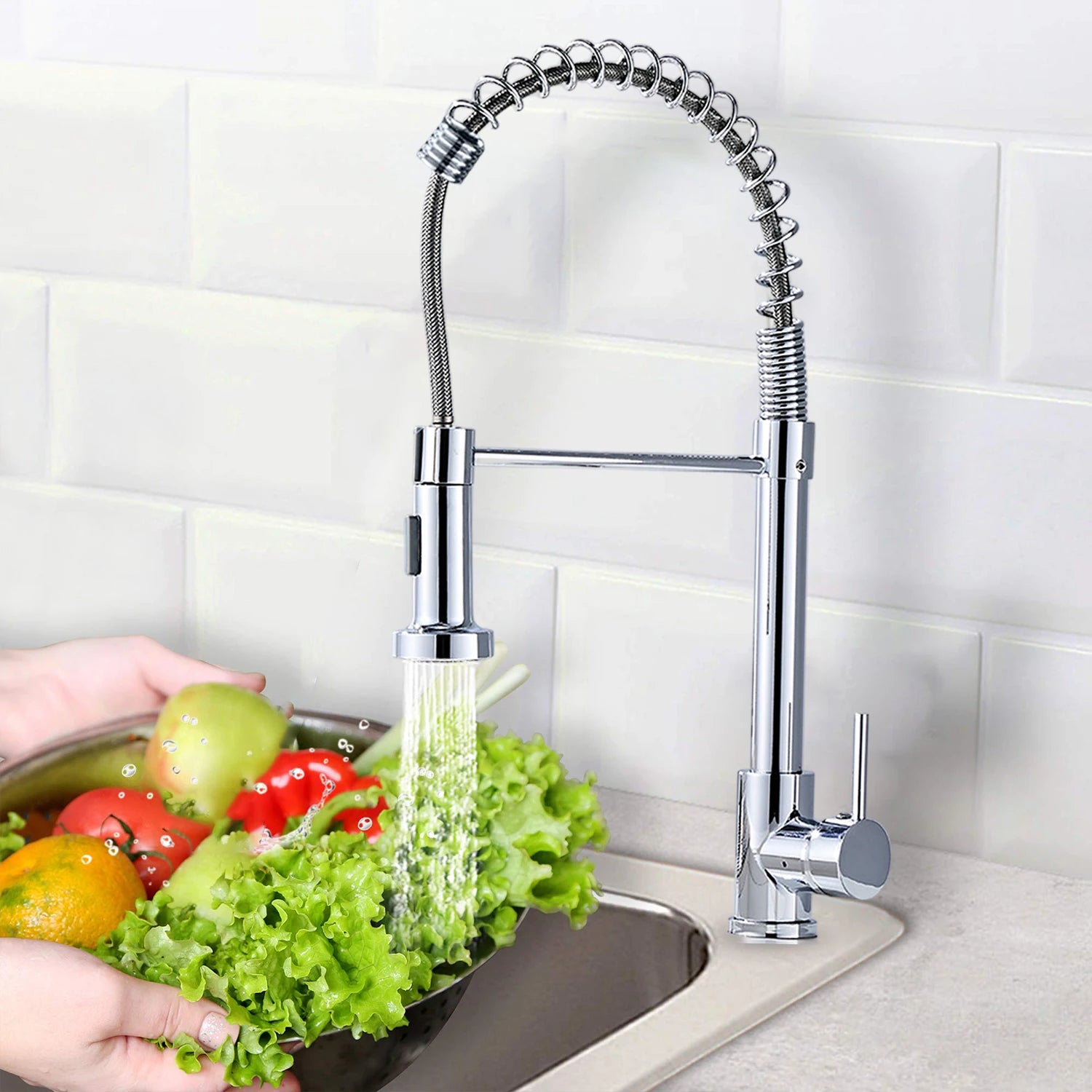 Solid Brass Kitchen Sink Faucet Drip Free Ceramic Valve Swivel Spout Design, Hot and Cold Water Mixer Tap Complete Accessories for Home Kitchen