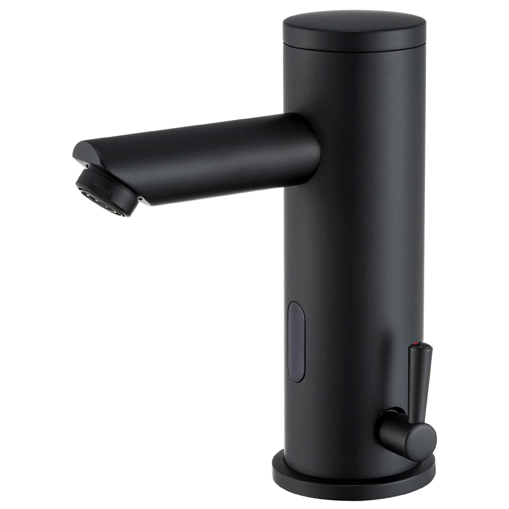 Sensor Basin Faucet Matte Black, Touchless Bathroom Sink Tap, Automatic Infrared Washbasin Mixer, Solid Brass, Battery Operated, with Check Valve, 50cm Hose, Modern Design, G3/8 Standard