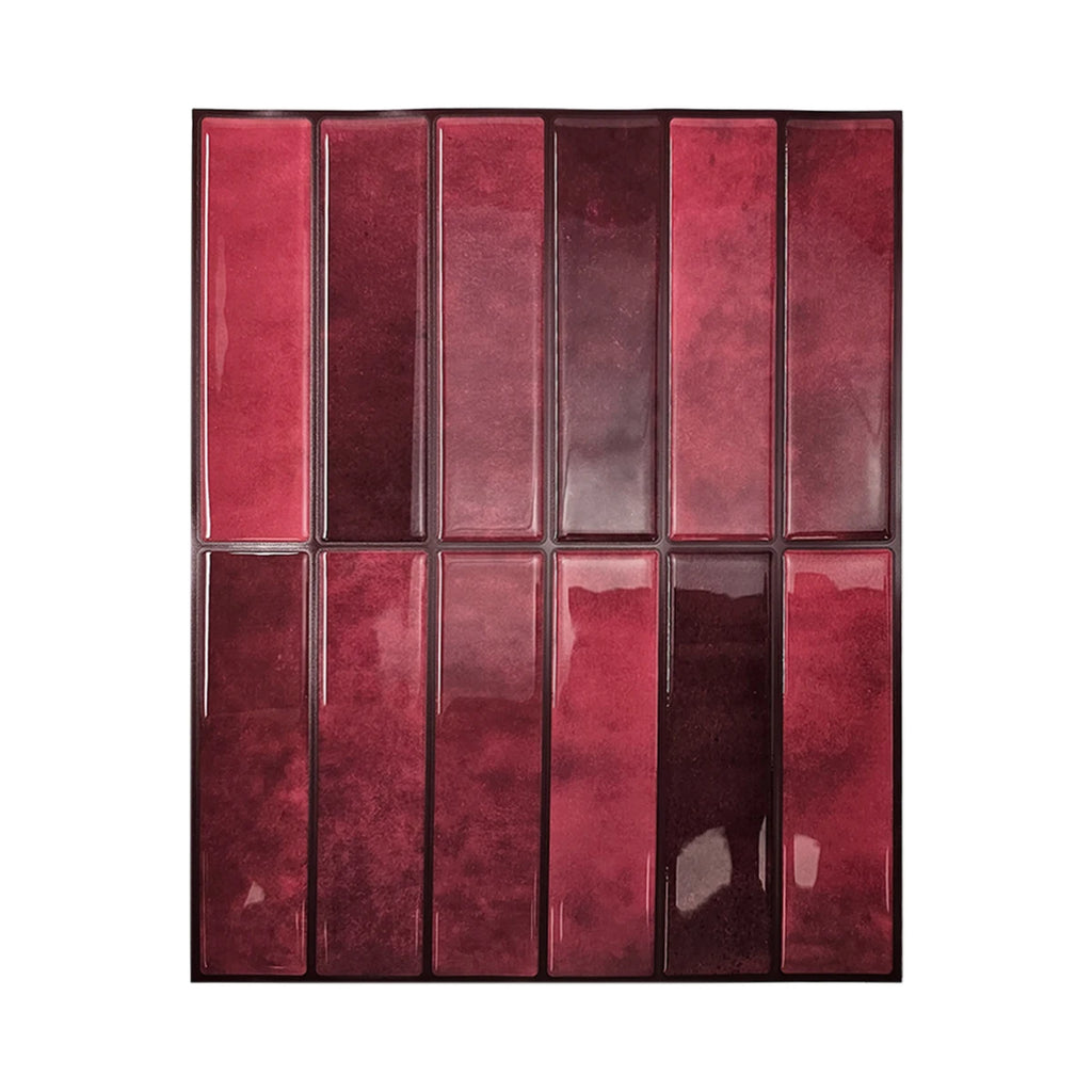 1/5/10/30 PC Burgundy 3D Peel and Stick Backsplash 11.4" x 9" Self Adhesive Tile for Kitchen Bathroom Wall Tiles DIY Wall Decor