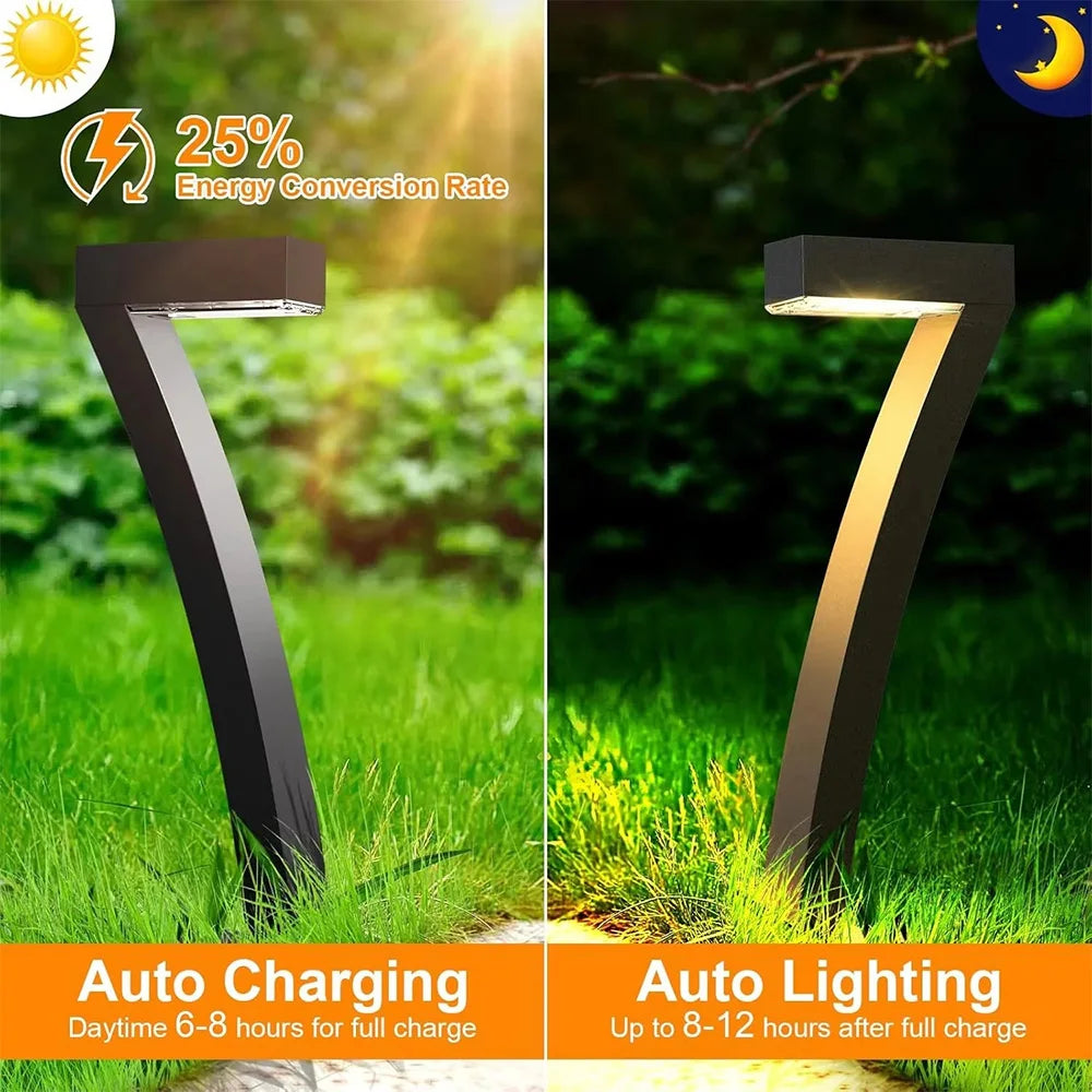 4 Pack Solar Pathway Lights Outdoor Waterproof LED Garden Lights Modern Number 7 Design Warm White Lawn Lights for Walkway Patio Yard Landscape Decor