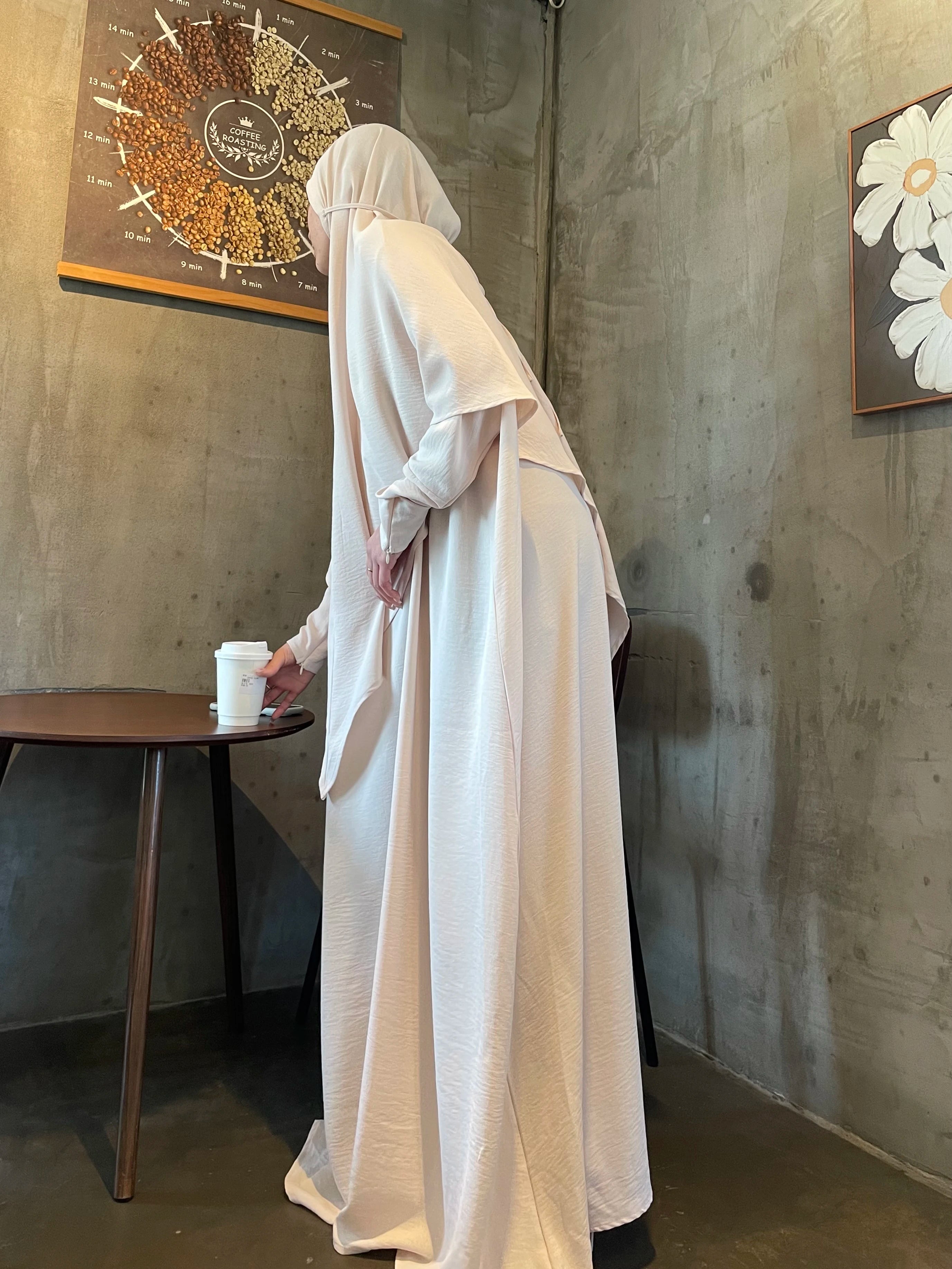 Crepe Khimar Set Boat Neck Two-Piece Abaya Hijab Muslim Maxi Dress hijab headsarf
