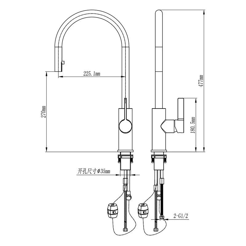 Bagnolux Black Gold Brass Rotation Holder Single Hole Deck Mounted Cold and Hot Water Mixer Pull-Out Sprayer Kitchen Sink Faucet