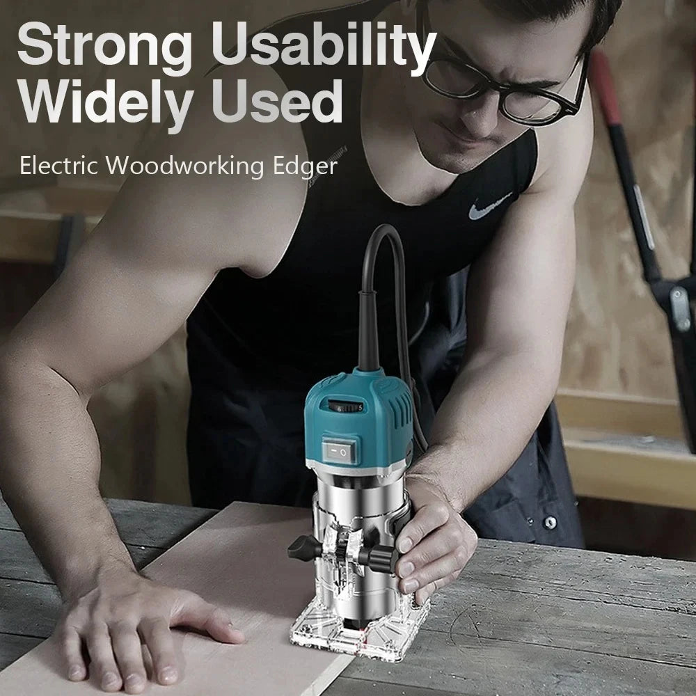 6.35MM Electric Trimmer Wood Milling Engraving Slotting Machine Versatile Woodworking Router Power Tool with Milling Cut