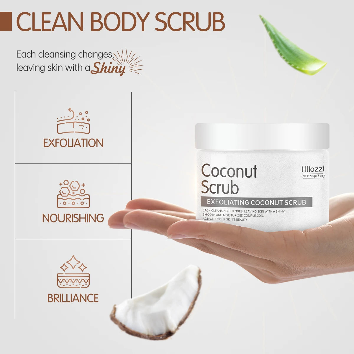 Coconut Body Scrub for Face - Exfoliating & Hydrating Natural Skincare Scrubs Treatments Tidesmit
