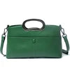 Emerald green PU leather designer crossbody handbag with top handles and detachable shoulder strap.