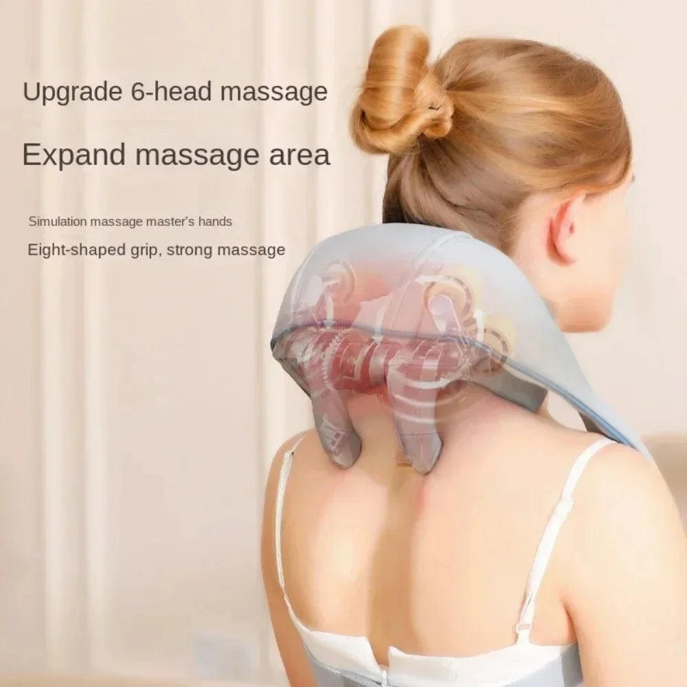 Shiatsu Neck and Shoulder Massager - Heated Deep Tissue Shawl (Grey) Back Massage Instrument Tidesmit