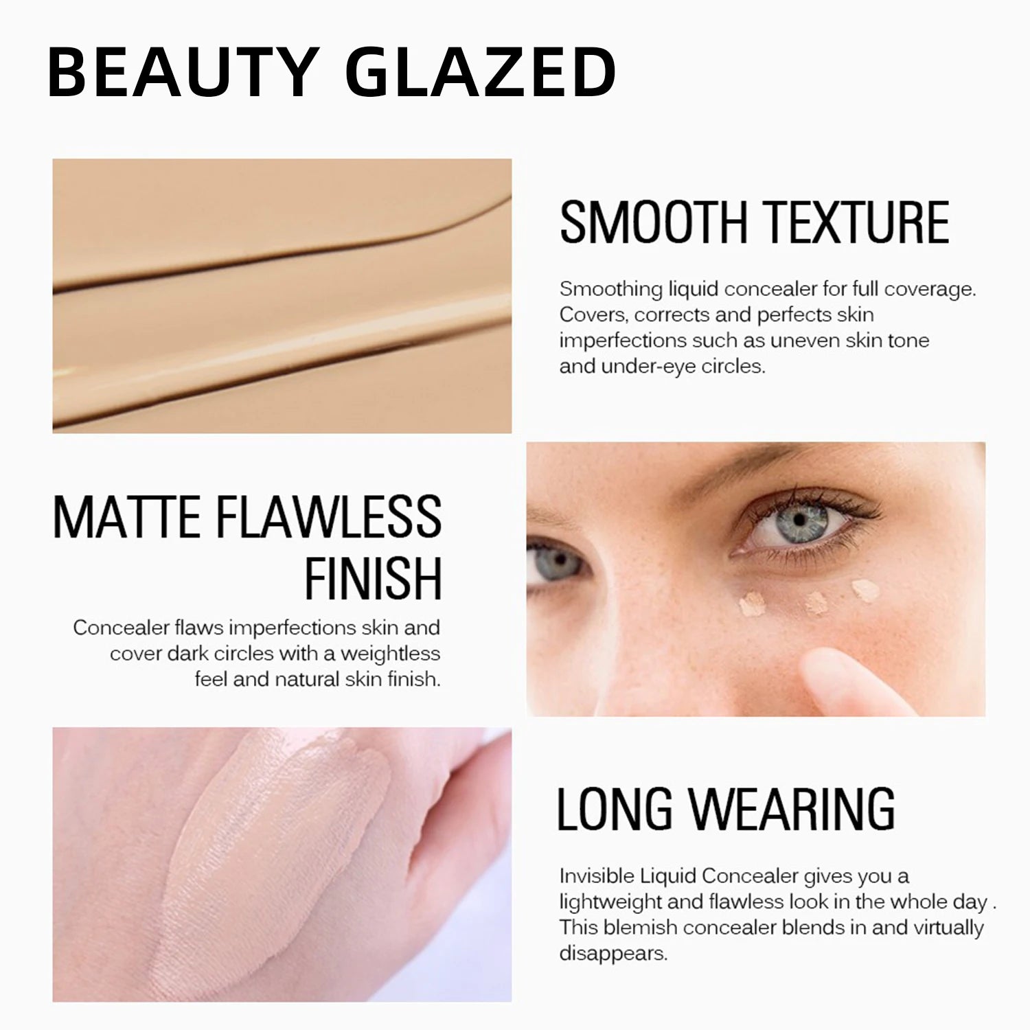 Tidesmit mini matte concealer full coverage liquid foundation showing smooth texture for all skin types
