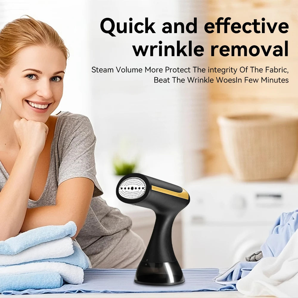 Tidesmit portable mini handheld garment steamer showing steam head and water tank for travel and home clothes ironing