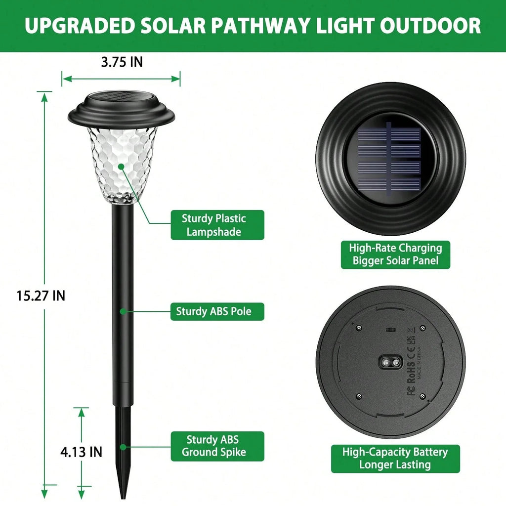Solar Pathway Lights Bright RGB Color Changing/Warm White Outdoor Waterproof Garden Lamp Powered Landscape Path Lights for Yard