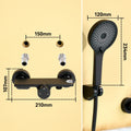 Bathtub Shower Faucet, Wall-mounted Bathtub Mixer Taps with 5-Mode Hand Shower, Hose and Wall Bracket, Black, Brass Body