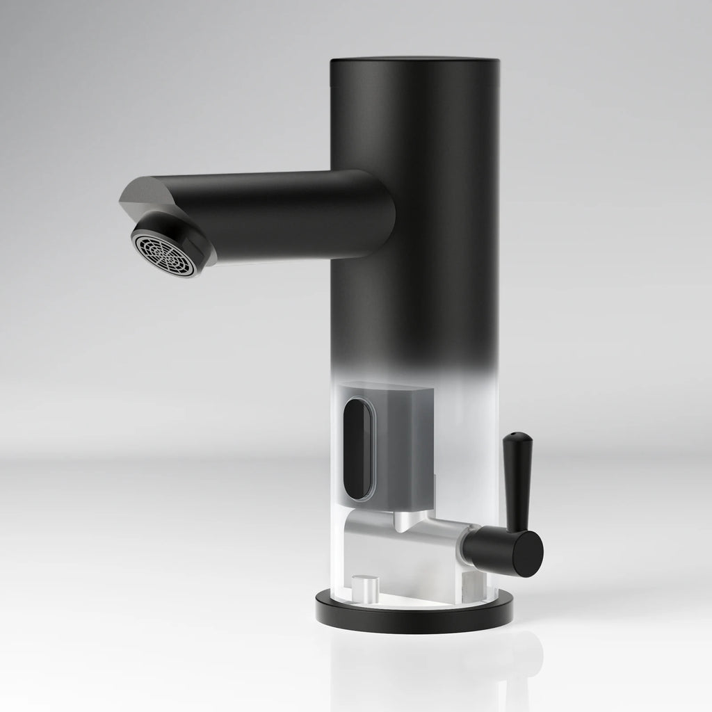 Sensor Basin Faucet Matte Black, Touchless Bathroom Sink Tap, Automatic Infrared Washbasin Mixer, Solid Brass, Battery Operated, with Check Valve, 50cm Hose, Modern Design, G3/8 Standard
