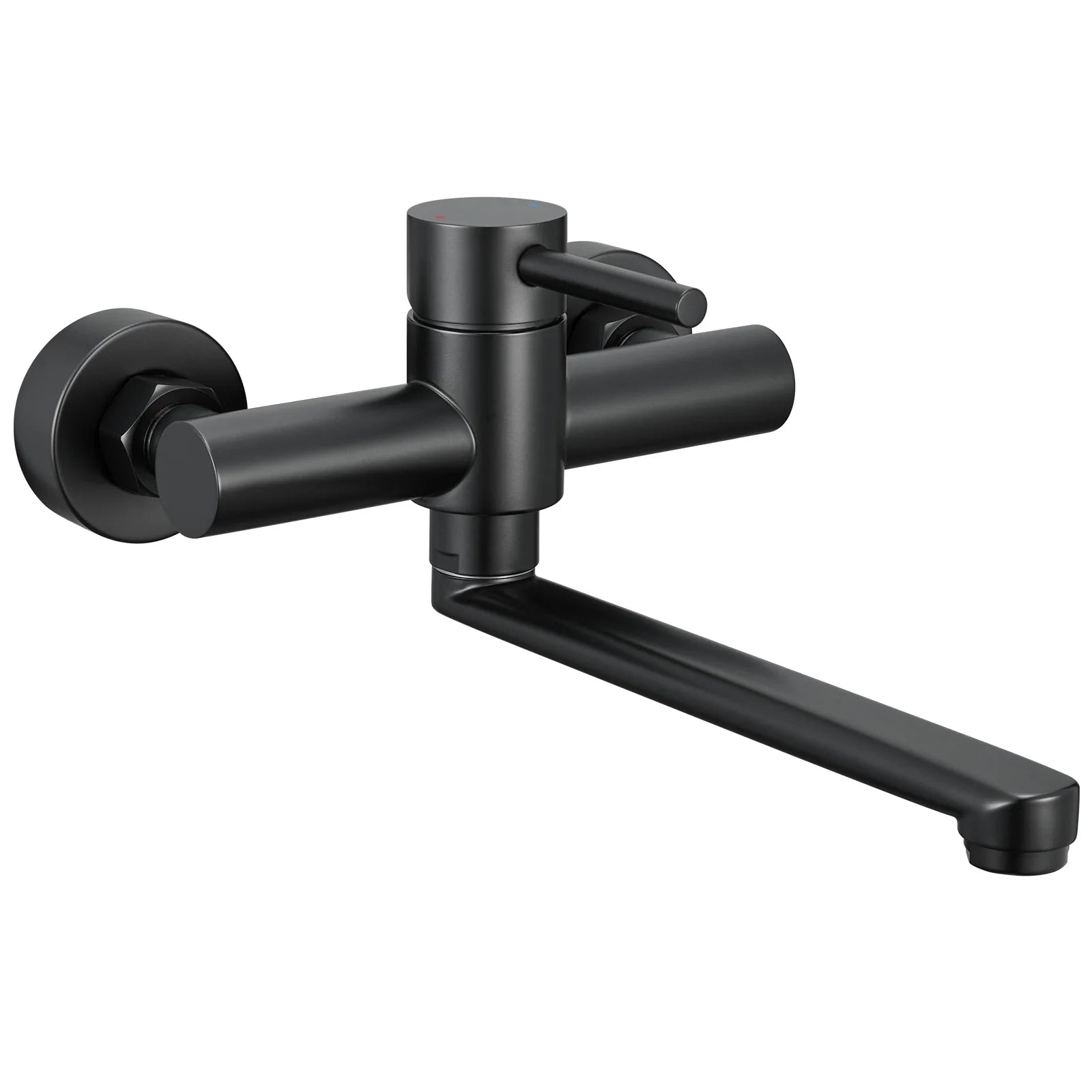 Kitchen Tap Black, Wall Mounted Kitchen Faucet 360 Swivel, Water Saving Hot Cold Mixer 304 Stainless Steel, Single Handle with Aerator, Sink Mixer Tap for Home Modern Design Replacement