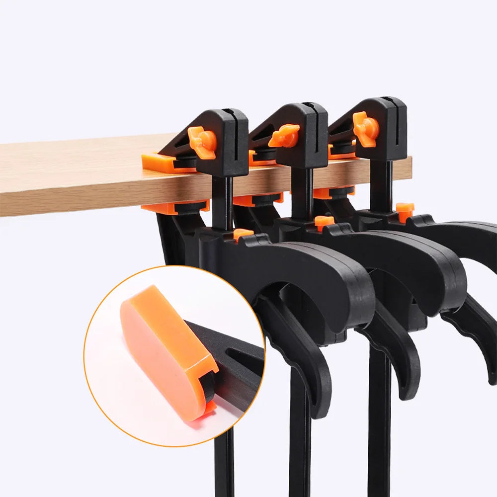 10Pcs One Hand Clamp Set, Quick Release Ratchet Clamp, Reversible Jaw Pad, Locking Screw, No Scratch, for Woodworking DIY, Single Hand Quick Clamp, Ratchet Handle, Quick Release Button, Reversible Pad Structure, for Gluing Ca