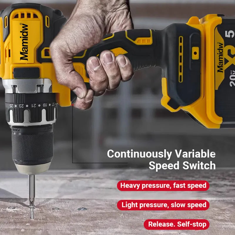 Mamidw brushless electric drill, durable build, compact design, sturdy construction, drilling machine, powerful cordless screwdriver, electric drill For DEWALT 20V Battery