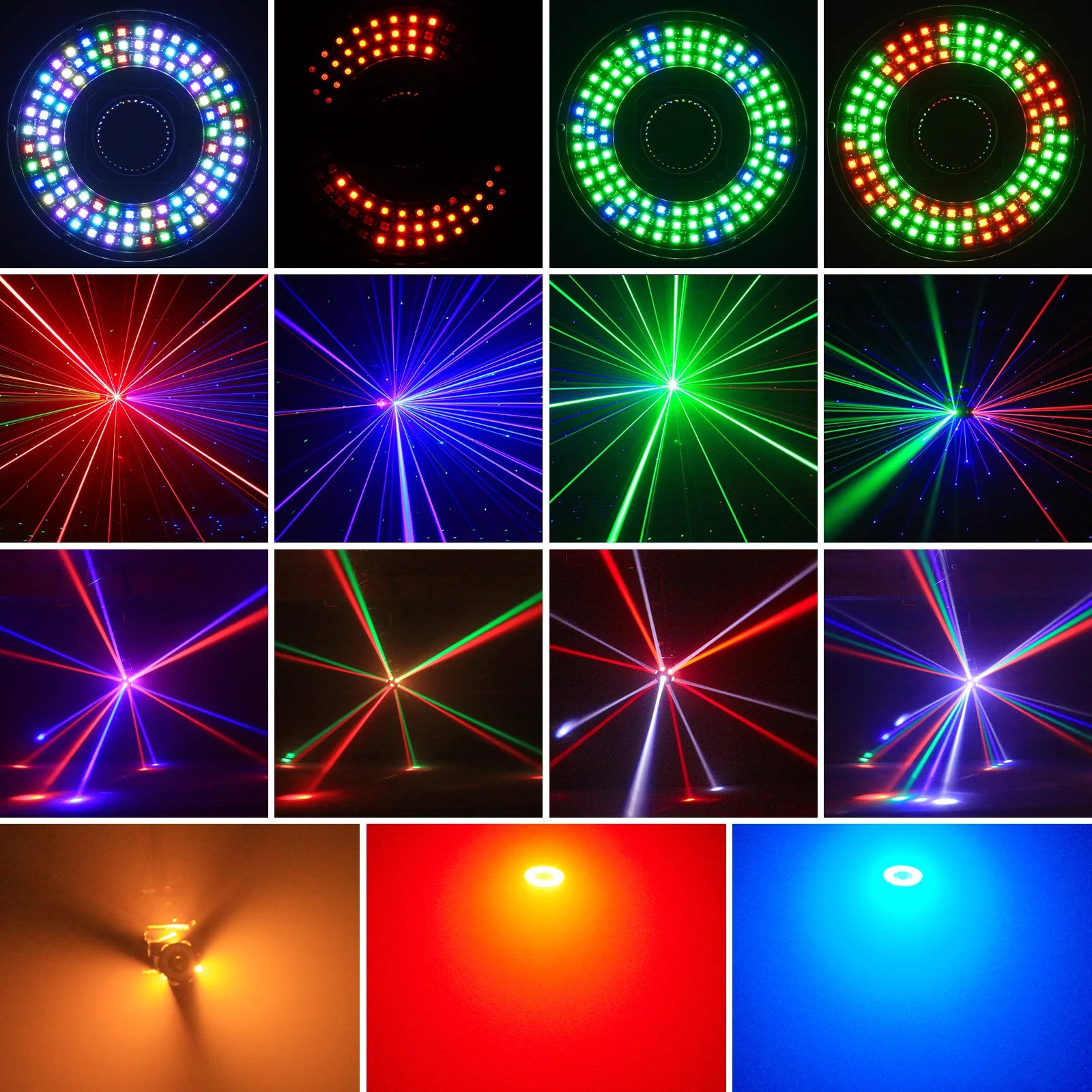 Fieryzeal 160W RGBW Beam Moving Head Light 3-Axis LED Stage Light 360 Rotation DMX Strobe Effect for DJ Disco Wedding Party