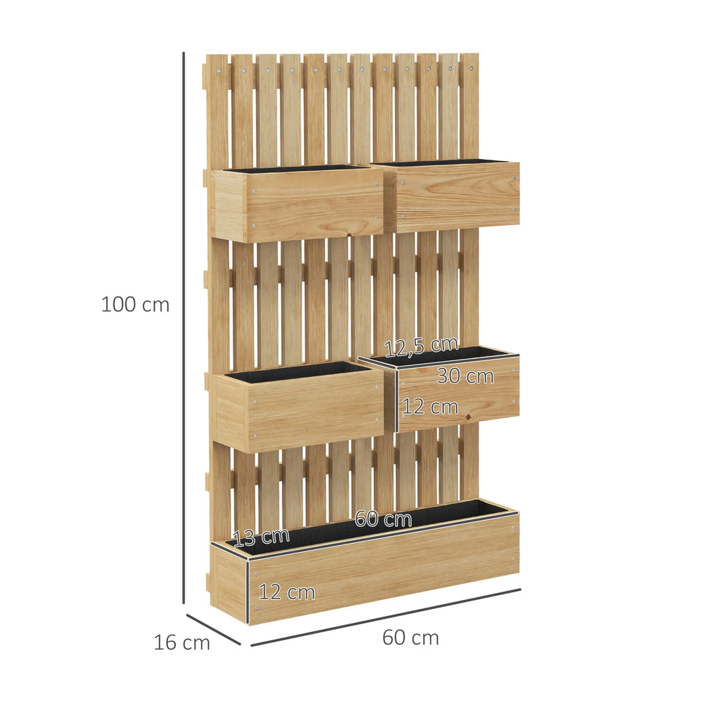 Solid Wood Wall Mounted Planter Furniture With Trellis 5 Removable Plant Boxes Vertical Jardiniere For Garden Balcony Herb Flower Growing