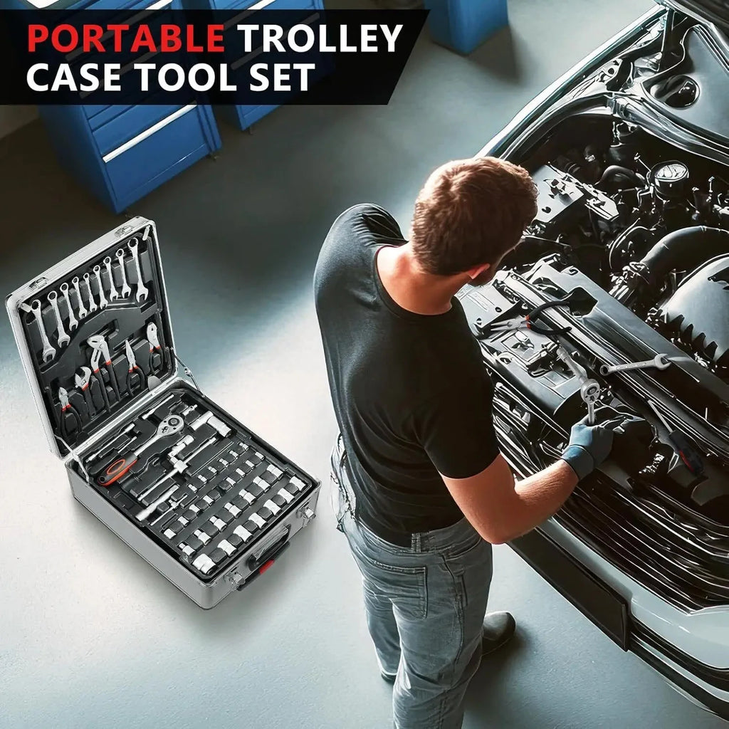 799-Piece Mechanical Tool Set in Rolling Toolbox, Socket Wrench Set with Hammer, Pliers, Screwdrivers for Home & Auto Repair