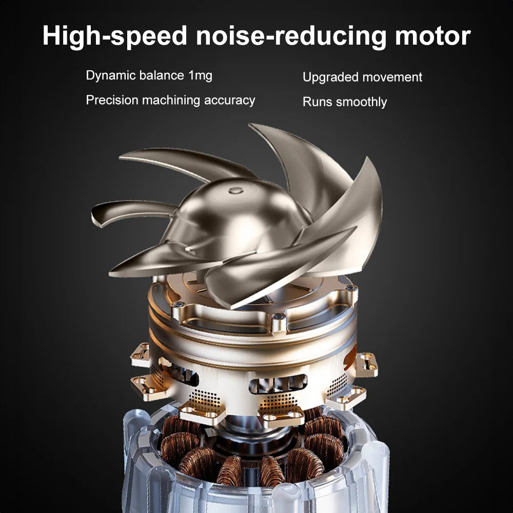 Powerful 2400W hair dryer motor with high-speed, noise-reducing gold fan for fast, professional quick drying.