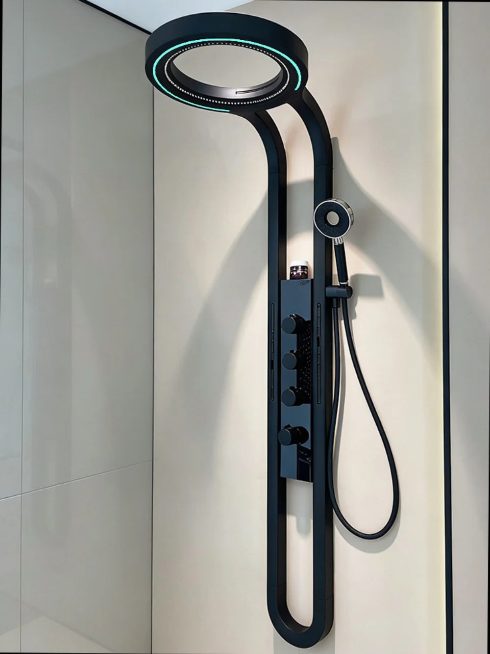 Bathroom Light Shower Faucet Panel LED Digital Display Shower Faucet Set Shower Screen Waterfall Wall Mounted Shower System Set