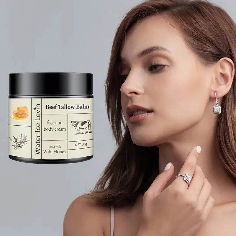 Beef Tallow Balm Locks in Moisture, Provides Deep Nourishment Non-Sticky, Fast-Absorbing for Face, Body. With Wild Honey Blend.