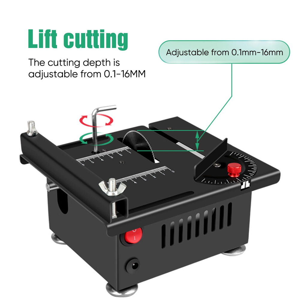 100W Mini Table Saw 5000RPM Small Woodworking Electric Bench Saw Handmade DIY Hobby Model Crafts Cutting Machine 16mm Blade Tool