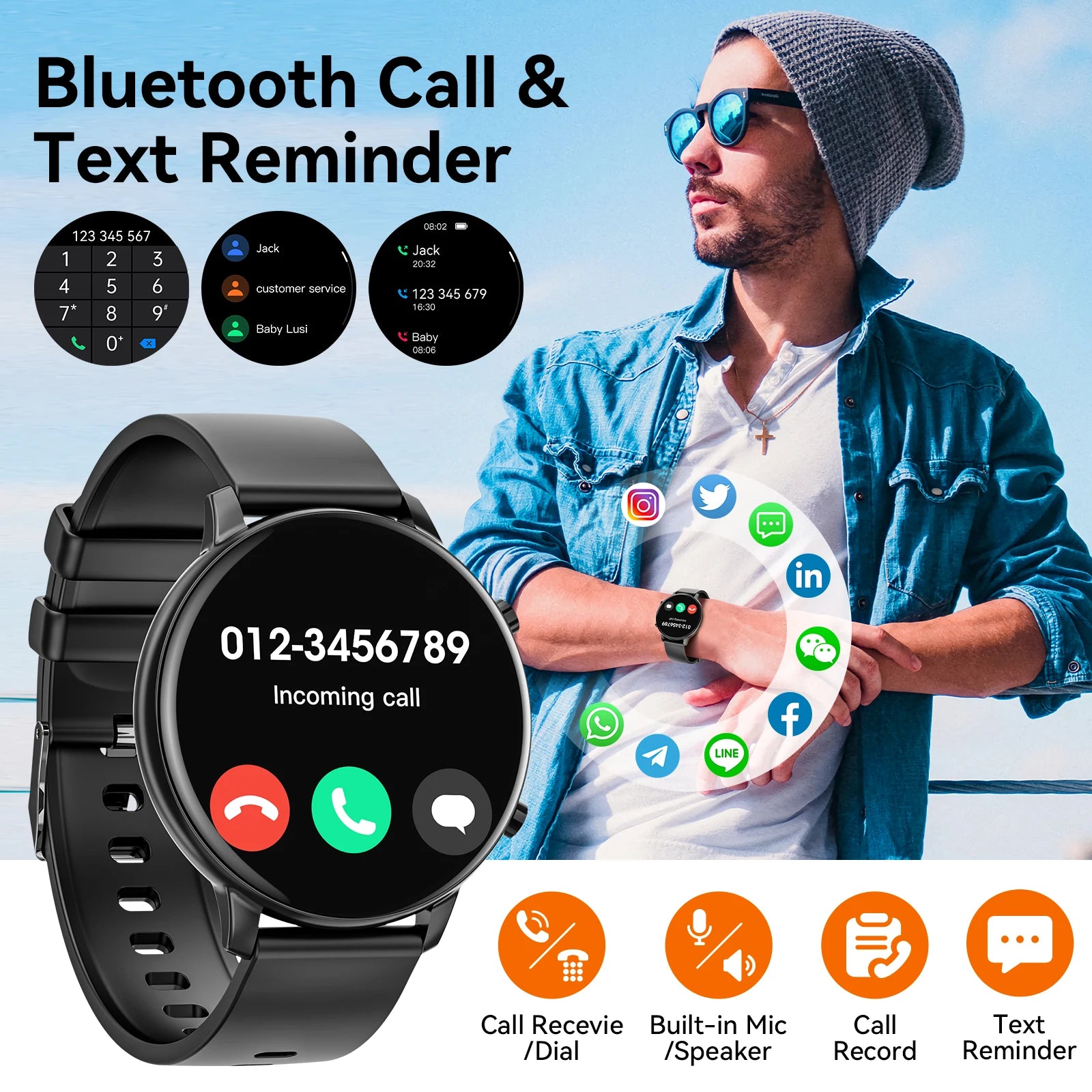 1.39'' HD 360*360 Smart Watch Bluetooth Calling, BLE5.2 IP67 Waterproof Fitness Tracker, Real-time Heart Rate Multi-Sport