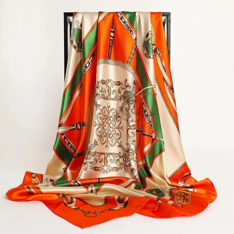Premium Customized Print Square Silk Scarf Women Ethnic Style Spring Floral Pattern Lightweight Soft Touch 100% Silk