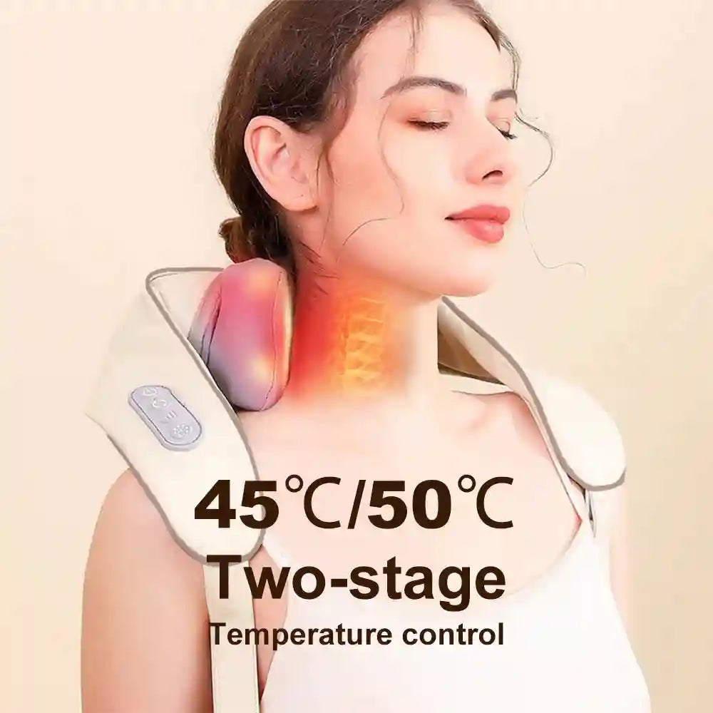 Shiatsu Deep Tissue Neck Massager with Heat Therapy - Tidesmit Ivory Massage Roller Tidesmit