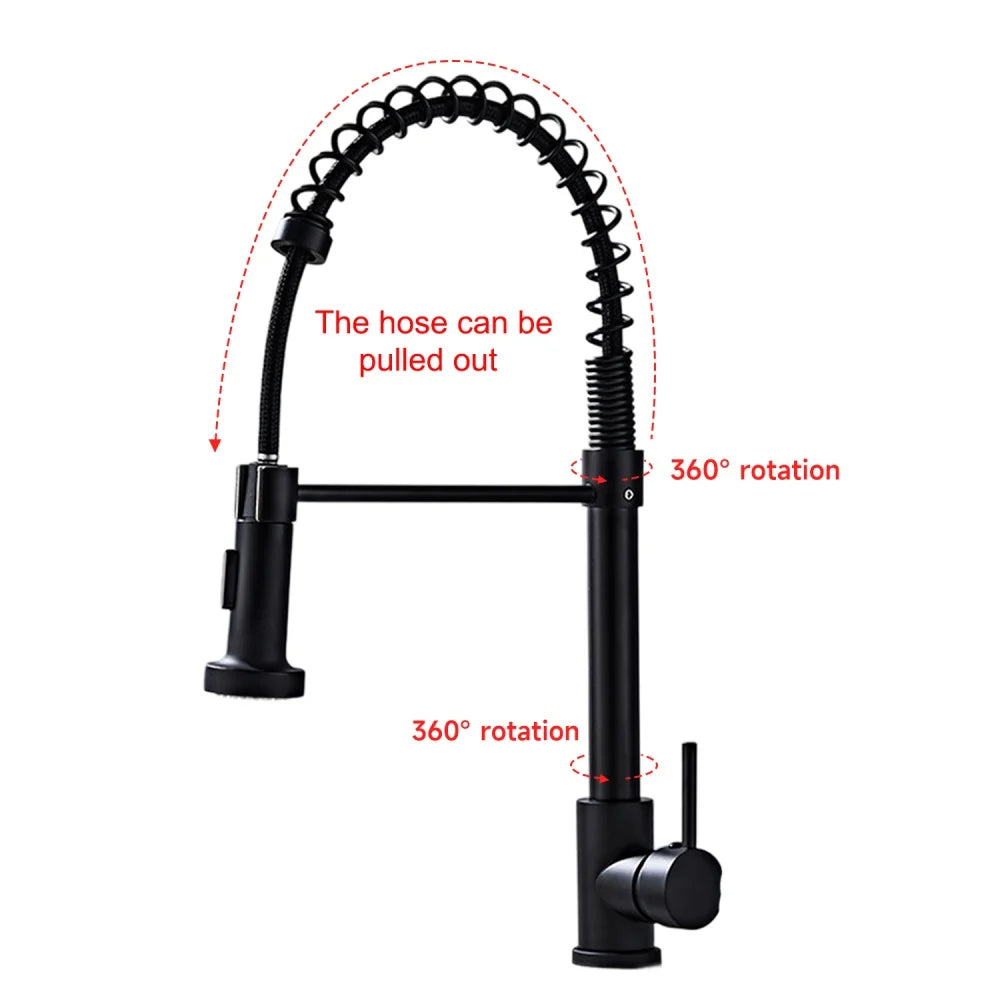 360° Rotation Pull Down Sprayer Faucet Hot & Cold Water Mixer Pull Out Kitchen Tap 2 Function Spray Modes Pull Out Kitchen Faucet For Kitchen Sink / Bathroom Basin