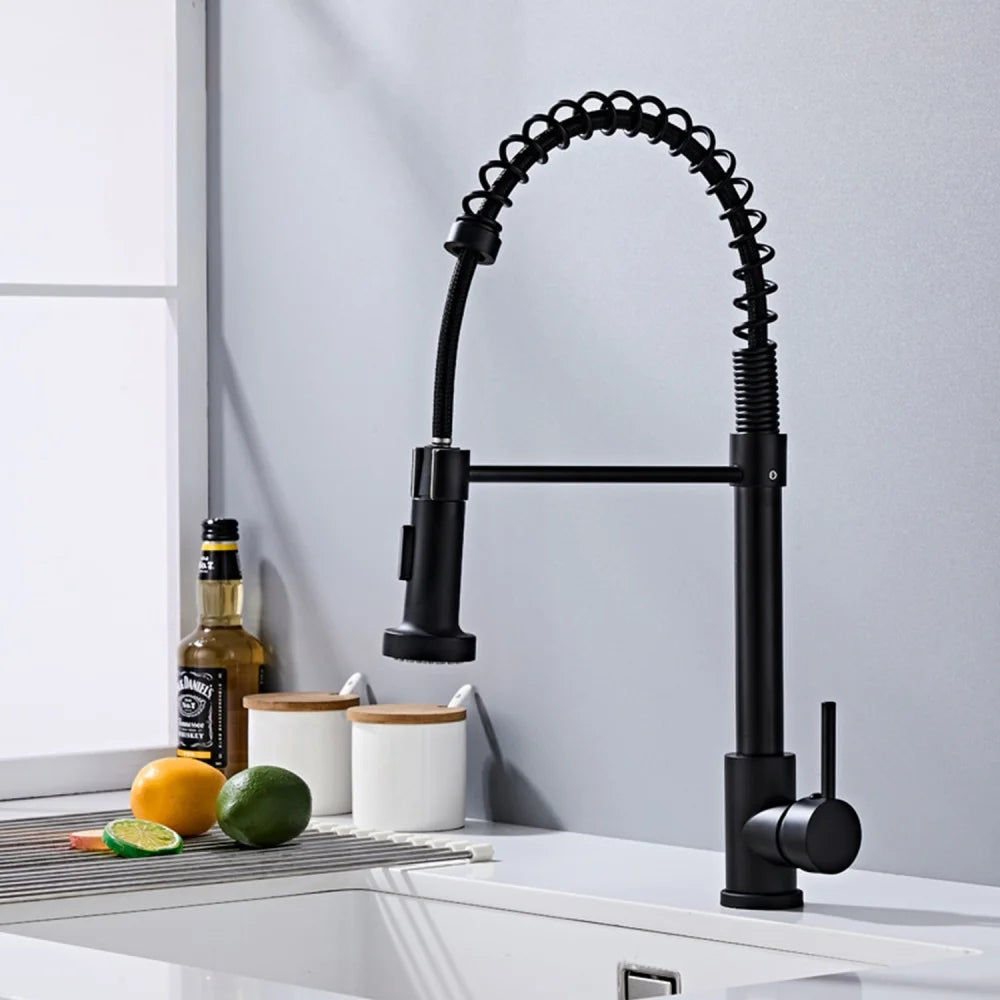 360° Rotation Pull Down Sprayer Faucet Hot & Cold Water Mixer Pull Out Kitchen Tap 2 Function Spray Modes Pull Out Kitchen Faucet For Kitchen Sink / Bathroom Basin