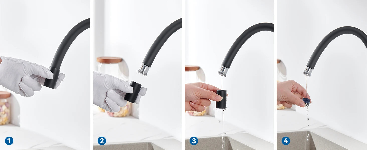 Kitchen Tap Black, Universal Flexible Kitchen Faucet 360 Swivel, Water Saving Hot Cold Mixer Zinc Alloy, Single Handle with Aerator, Sink Mixer Tap for Home Modern Design Replacement