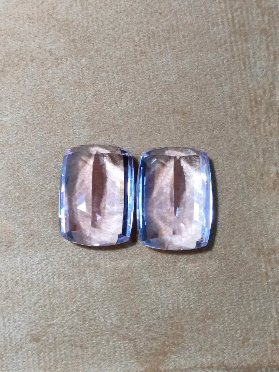 Natural pink Kunzite Perfect Faceted Cushion Shape Pair for Jewelry Making High Quality rare Gemstone