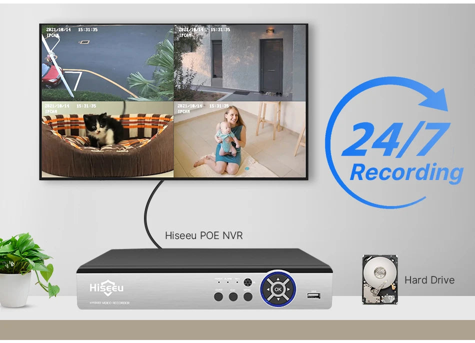 Hiseeu 8MP 4K POE PTZ IP Camera Color Night Vision Face Detection Audio Outdoor H.265 Onvif AI Street Home Security CCTV Camera