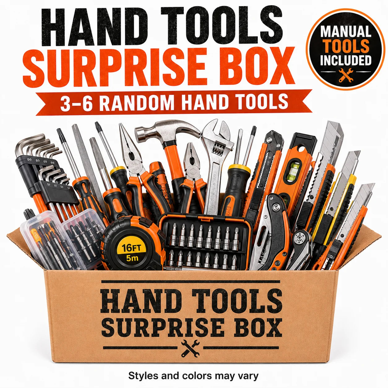 Hand Tools Surprise Box, 3–6 Random DIY Tools Set, Home Repair & Utility Tool Kit Bundle
