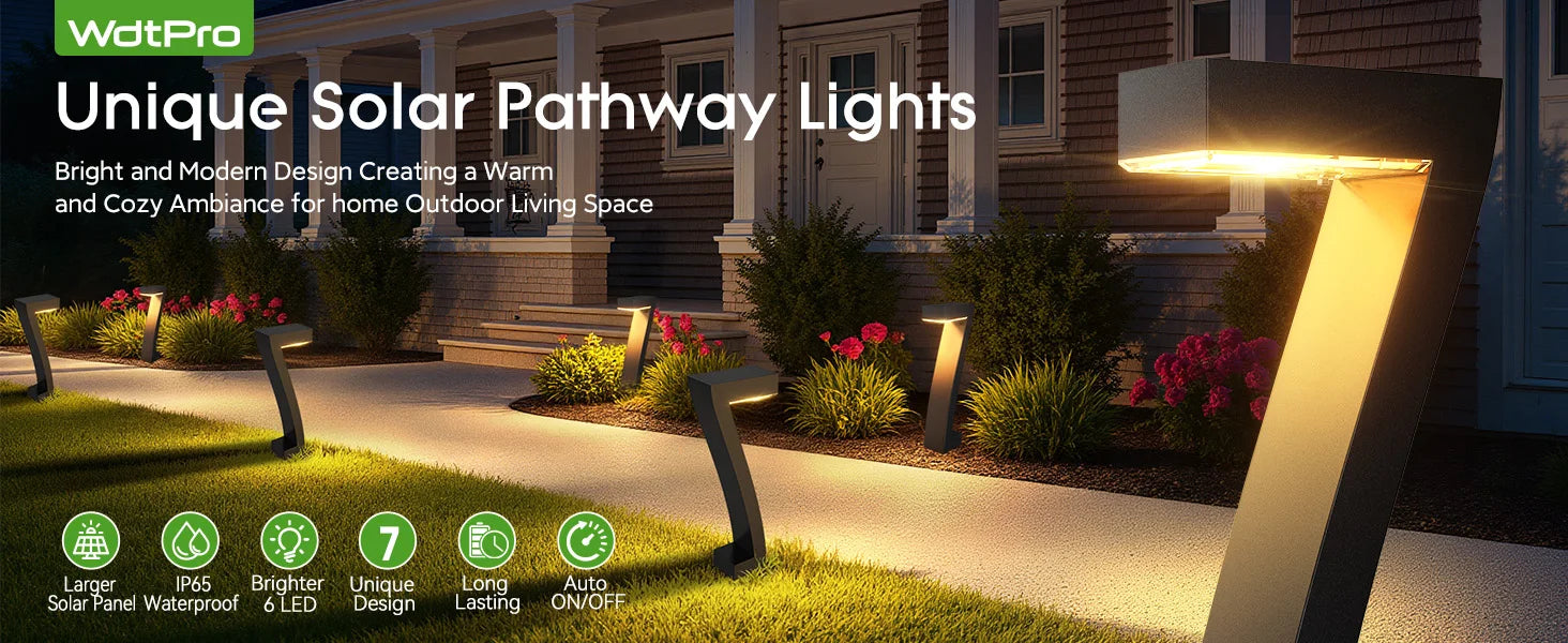Upgraded Bright LED Solar Lights Outdoor Pathway Lights, IP65 Waterproof Solar Garden Lights for Yard Driveway Walkway Decor