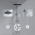 Shower column without mixer tap, chrome finish, 25cm overhead shower, easy installation, adjustable shower bar, 72-110cm